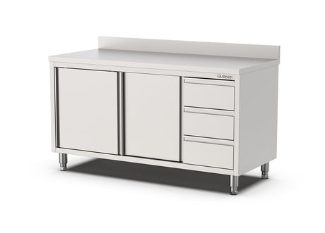 RVS werkbank met Schuifdeur en Laden