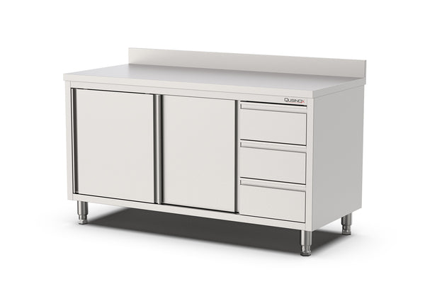 RVS werkbank met Schuifdeur en Laden
