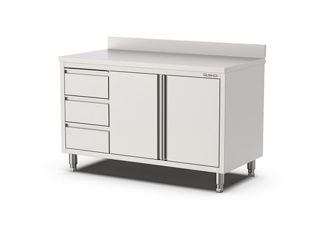 RVS Werkbank met Klapdeuren en laden