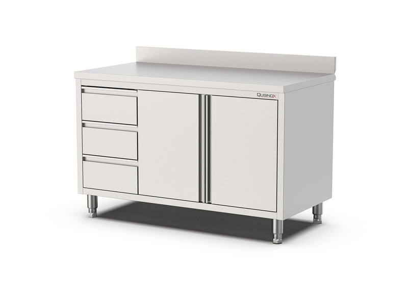 RVS Werkbank met Klapdeuren en laden