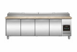 Pizzawerkbank | 943L | 4 Deuren | +2°C/+8°C | Geforceerd | 2528x800x890/1040(h)mm
