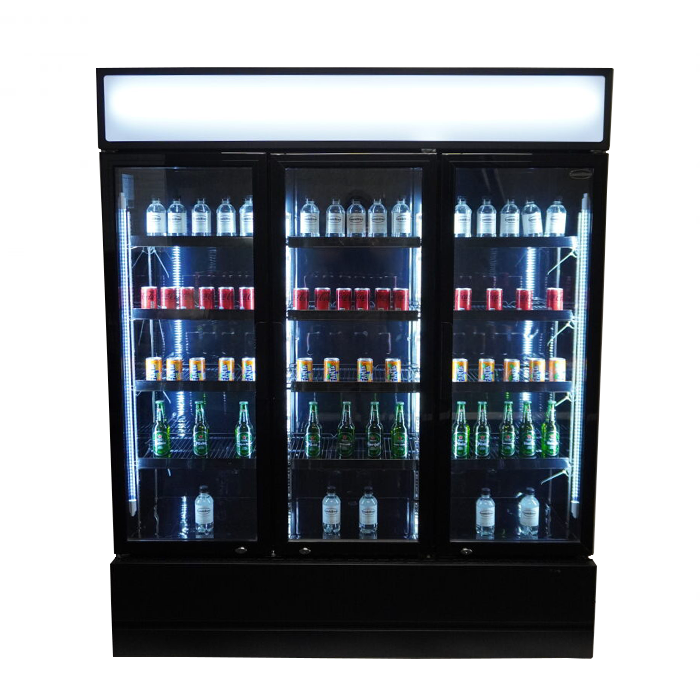 Glasdeur Koelkast Zwart | 1065L | 3 Glasdeuren | +1°C/+10°C | Geforceerd | 1600x610x1973(h)mm