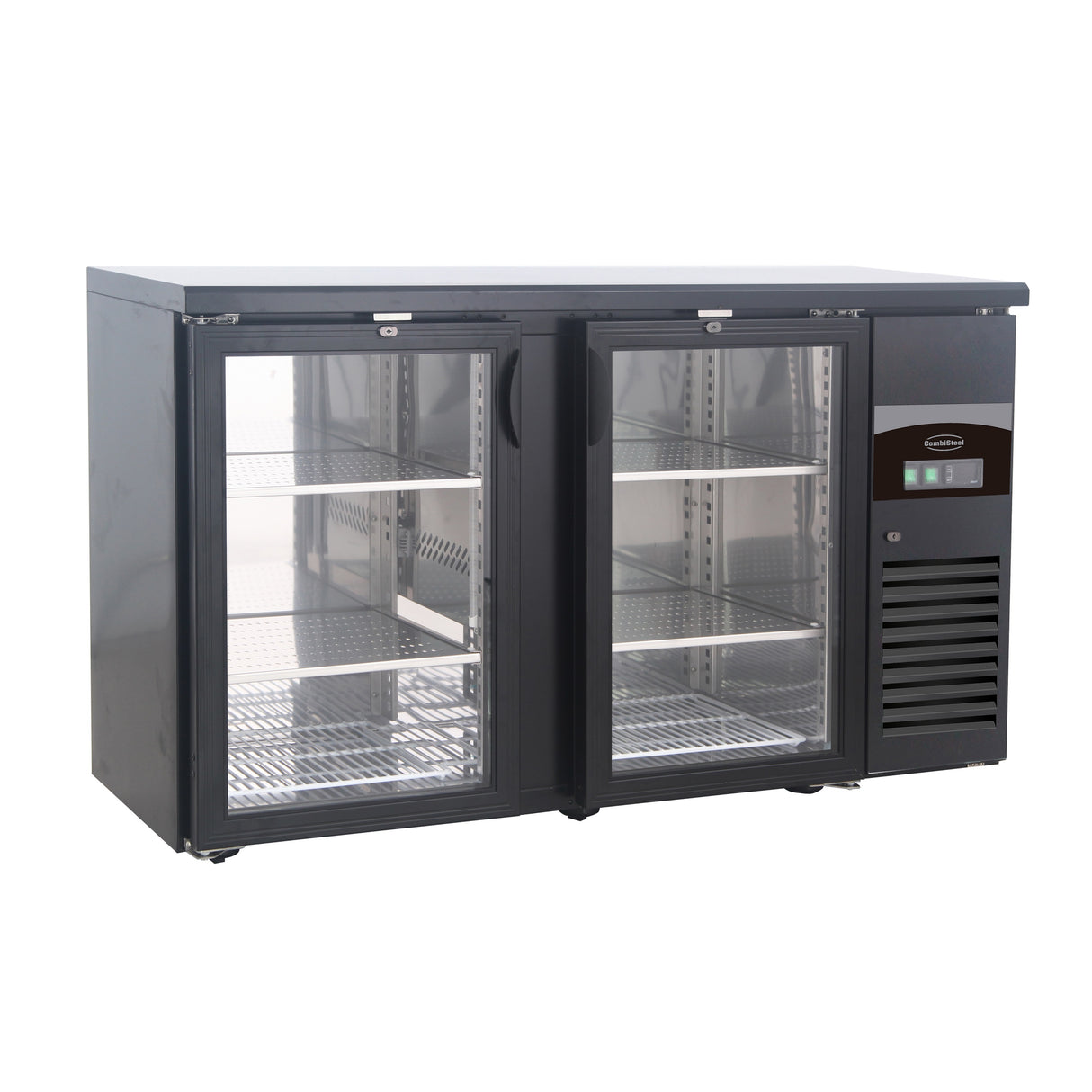 Barkoeler | 2 Glasdeuren | Zwart | 350L | +2°C/+8°C | Geforceerd | 1462x535x860(h)mm