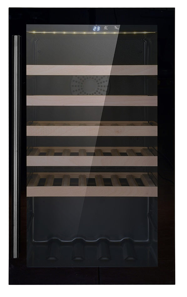 Wijnkoelkast 118L Glasdeur | 49 flessen | Zwart | +5°C/+20°C | Geforceerd | 485x600x820(h)mm
