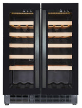 Wijnklimaatkast 100L Glasdeur | Dual Zone | 40 flessen | Zwart | +5°C/+20°C | Geforceerd | 595x570x820(h)mm