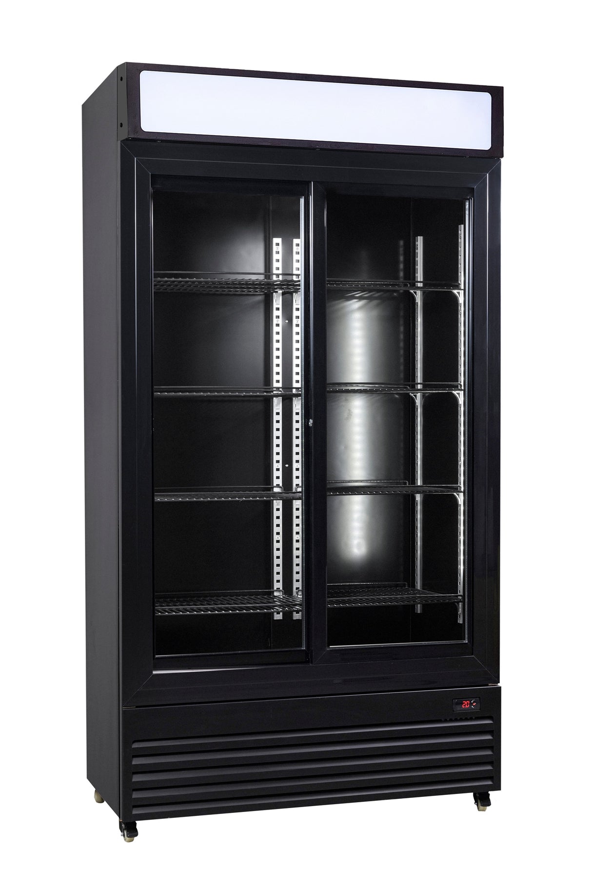 Glasdeur Koelkast Zwart | 780L | Schuifdeuren | +2°C/+10°C | Geforceerd | 1120x595x2100(h)mm