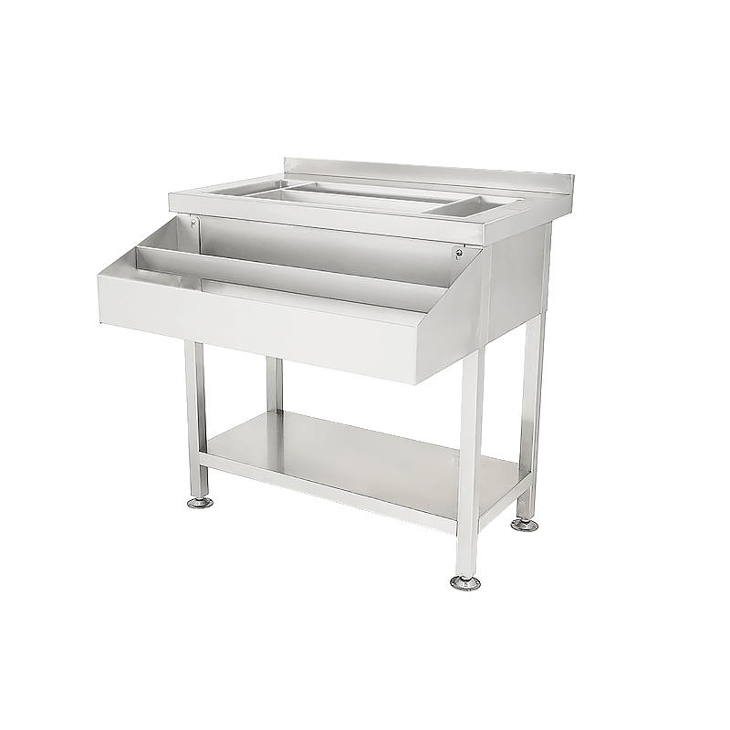 Bar-/Cocktailstation | RVS | IJs-/Ingrediëntenbak + Flessenrek | 900x820x900/950(h)mm