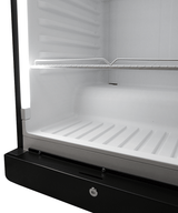Glasdeur koelkast | 388L | Zwart | +1°C/+9°C | Geforceerd | Wielen | 595x585x1864(h)mm