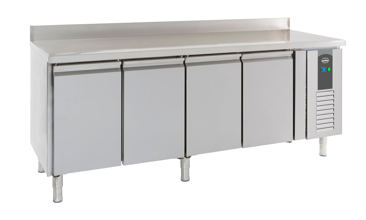 Koelwerkbank | Opstaande Rand | 616L | 4 Deuren | +2°C/+8°C | Geforceerd | 2230x700x850/950(h)mm