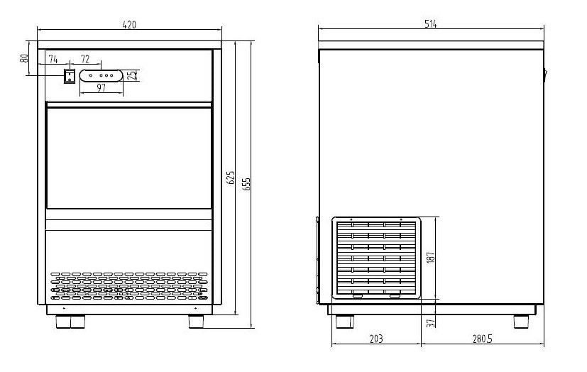 Ijsblokjesmachine | 26 kg / 24u | 420x578x655(h)mm