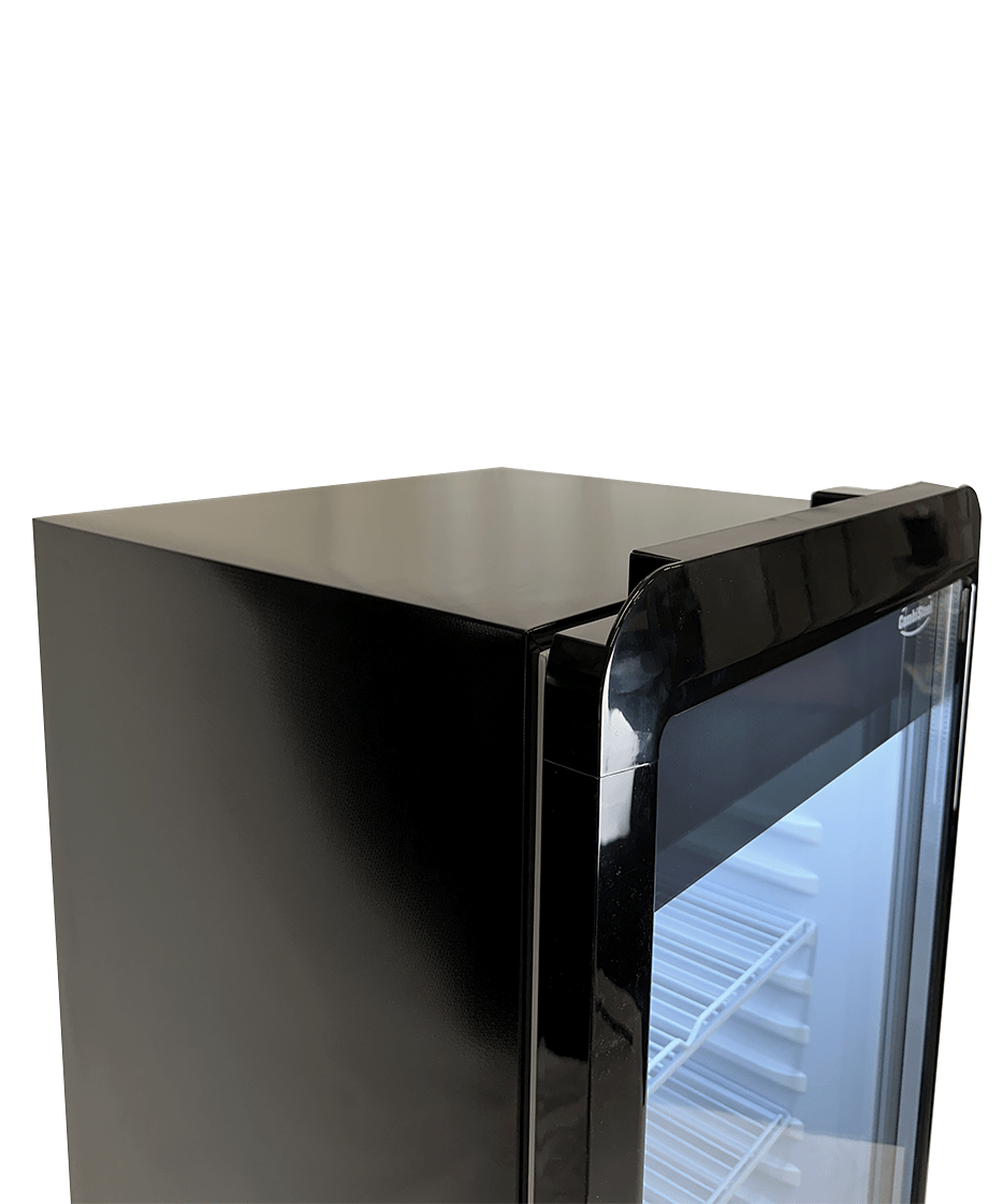 Glasdeur Koelkast | Laag Model | 240L | Zwart | +1°C/+10°C | Geforceerd | Wielen | 540x560x1525(h)mm
