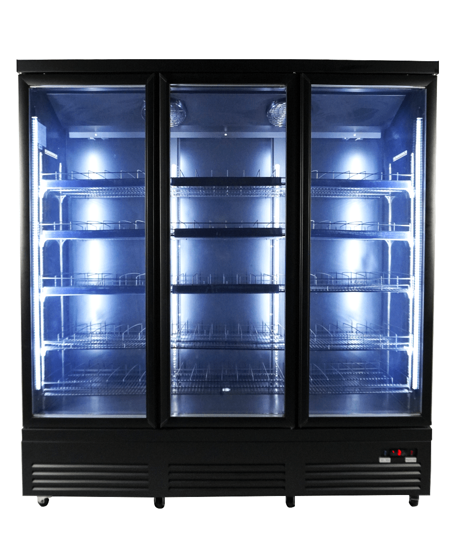 Glasdeur Koelkast | 1600L | Zwart | 0°C/+10°C | Geforceerd | Draaideuren | 1880x705x2050(h)mm