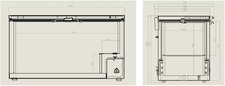 Vrieskist 469L | tot -18°C /-24°C| wit/RVS | klapdeksels | 1492x743x840(h)mm