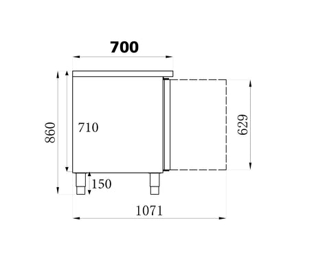 Vrieswerkbank | 272L | 2 Deuren | -10°C/-20°C | Geforceerd | 1360x700x850(h)mm