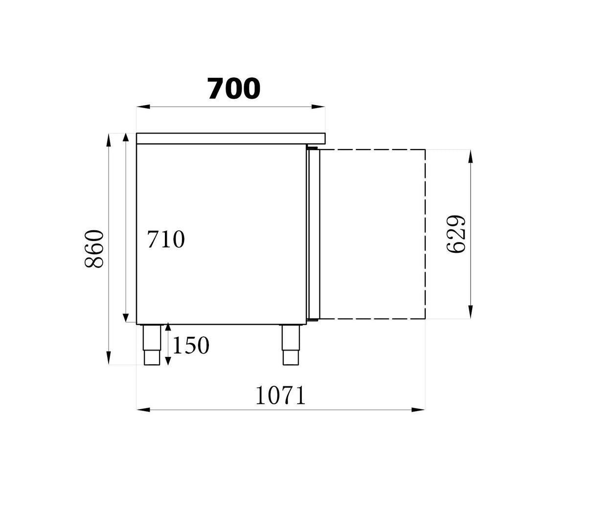 Vrieswerkbank | 402L | 3 Deuren | -10°C/-20°C | Geforceerd | 1795x700x850(h)mm