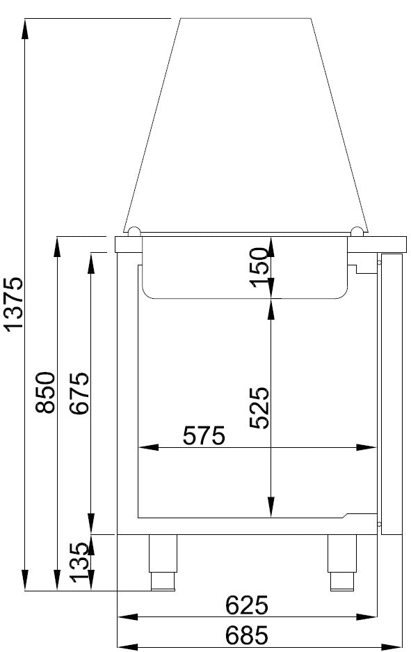 Gekoeld saladette | 4x 1/1 GN | -2°C/+8°C | Geforceerd | 1865x700x850(h)mm