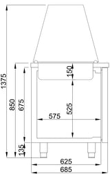 Gekoeld saladette | 4x 1/1 GN | -2°C/+8°C | Geforceerd | 1865x700x850(h)mm