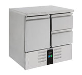 Koelwerkbank | ENERGY LINE | 257L | 1 Deur met 2 Laden | +2°C/+8°C | Geforceerd | 900x700x875(h)mm