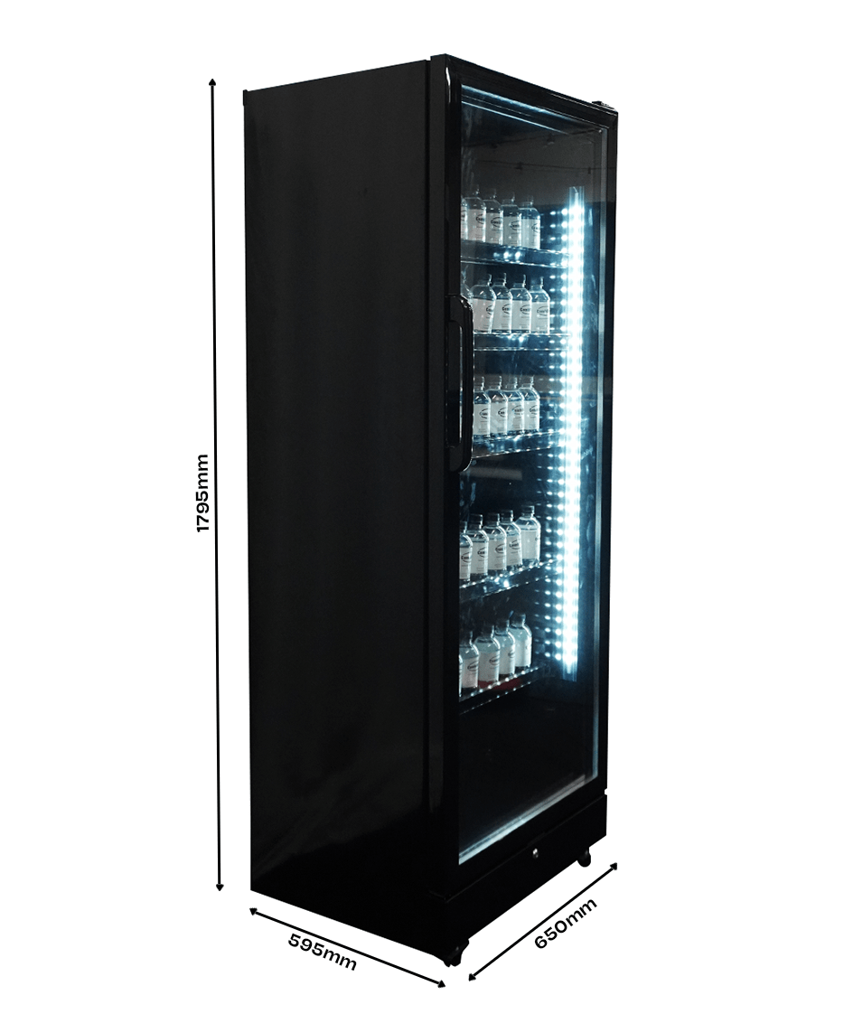 Drankenkoeling | 400L | Zwart | +2°C/+10°C | Statisch | Wielen | 650x595x1795(h)mm