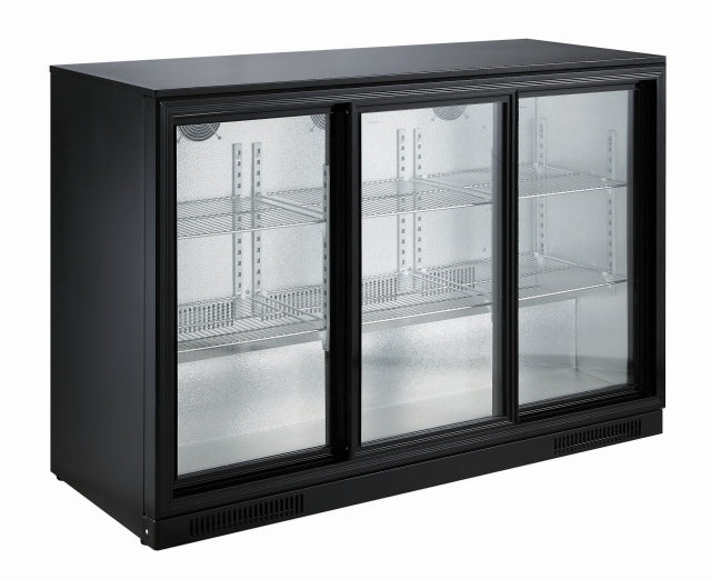 Barkoeler | 3 Schuifdeuren | Zwart | 298L | 0°C/+10°C | Geforceerd | 1335x500x900(h)mm