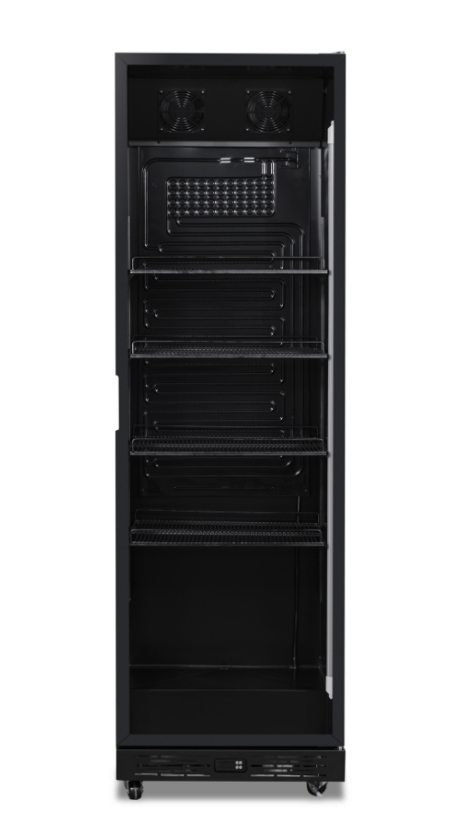 Glasdeur koelkast NAP-360 | 375L | Zwart | +2/+10 ºC | Geforceerd | Wielen | 4595x620x1950(h)mm