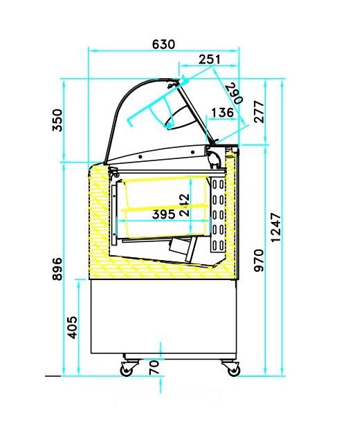 Schepijsvitrine | FIJI | 383L | 7x 5L | -14°C/-16°C | Geforceerd | 1354x630x1247(h)mm