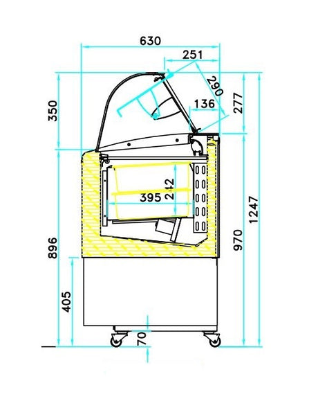 Schepijsvitrine | FIJI | 383L | 7x 5L | -14°C/-16°C | Geforceerd | 1354x630x1247(h)mm