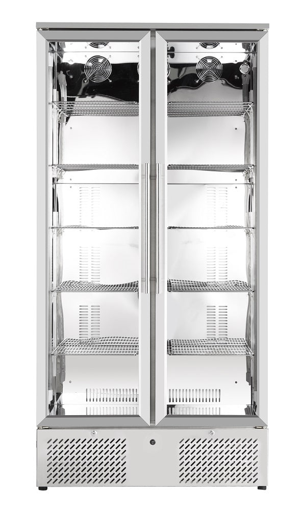 Barkoeler Hoog RVS | 458L | 2 Glasdeuren | +2°C/+10°C | Geventileerd | 900x515x1820(h)mm