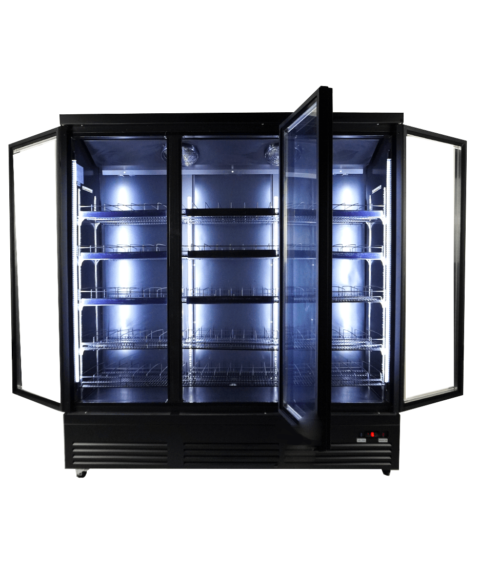 Glasdeur Koelkast | 1600L | Zwart | 0°C/+10°C | Geforceerd | Draaideuren | 1880x705x2050(h)mm