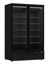 Glasdeur Koelkast Zwart | 1000L | 2 Deuren | 0°C/+10°C | Geforceerd | 1253x710x1997(h)mm