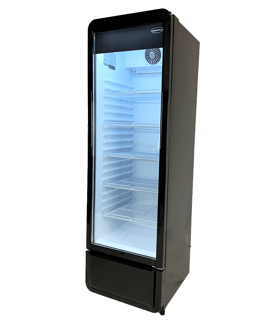 Glasdeur Koelkast | 280L | Zwart | +1°C/+10°C | Geforceerd | Wielen | 540x560x1725(h)mm