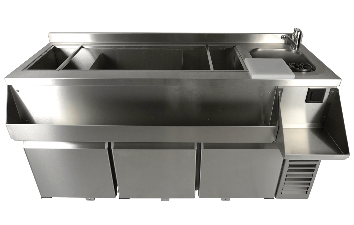Gekoeld Bar-/Cocktailstation | PRO LINE | 280L | 3 Deuren | -2°C/+8°C | 1700x700x1000(h)mm