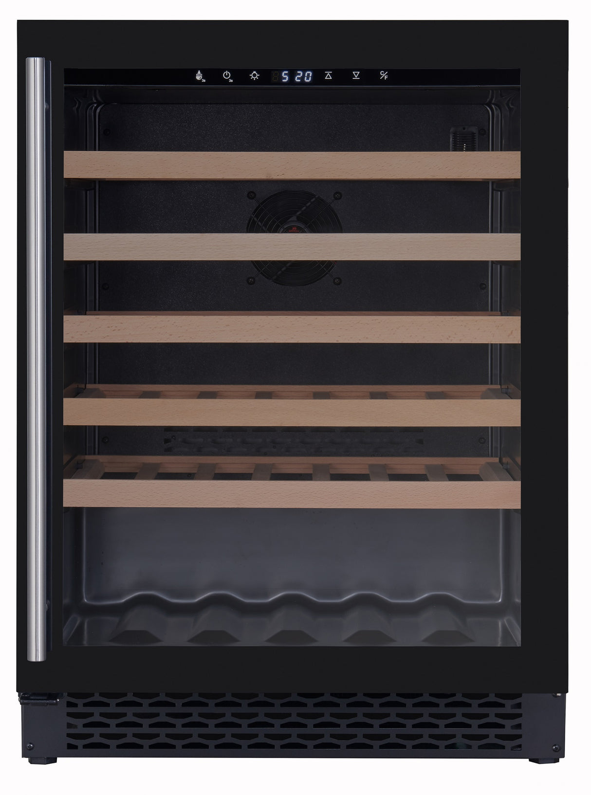 Wijnkoelkast 127L Glasdeur | 46 flessen | Zwart | +5°C/+20°C | Geforceerd | 595x570x820(h)mm