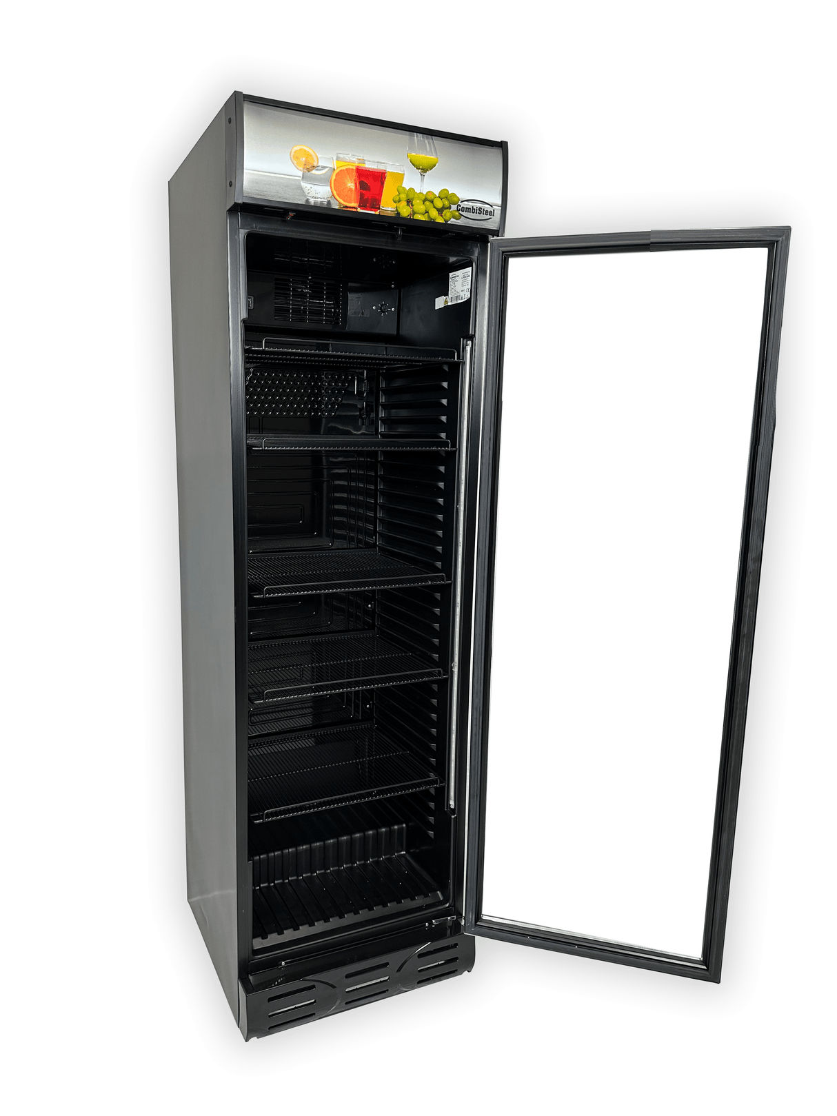 Drankenkoeling Zwart | 382L | Glasdeur | +4°C/+10°C | Statisch met Ventilator | 595x650x2000(h)mm