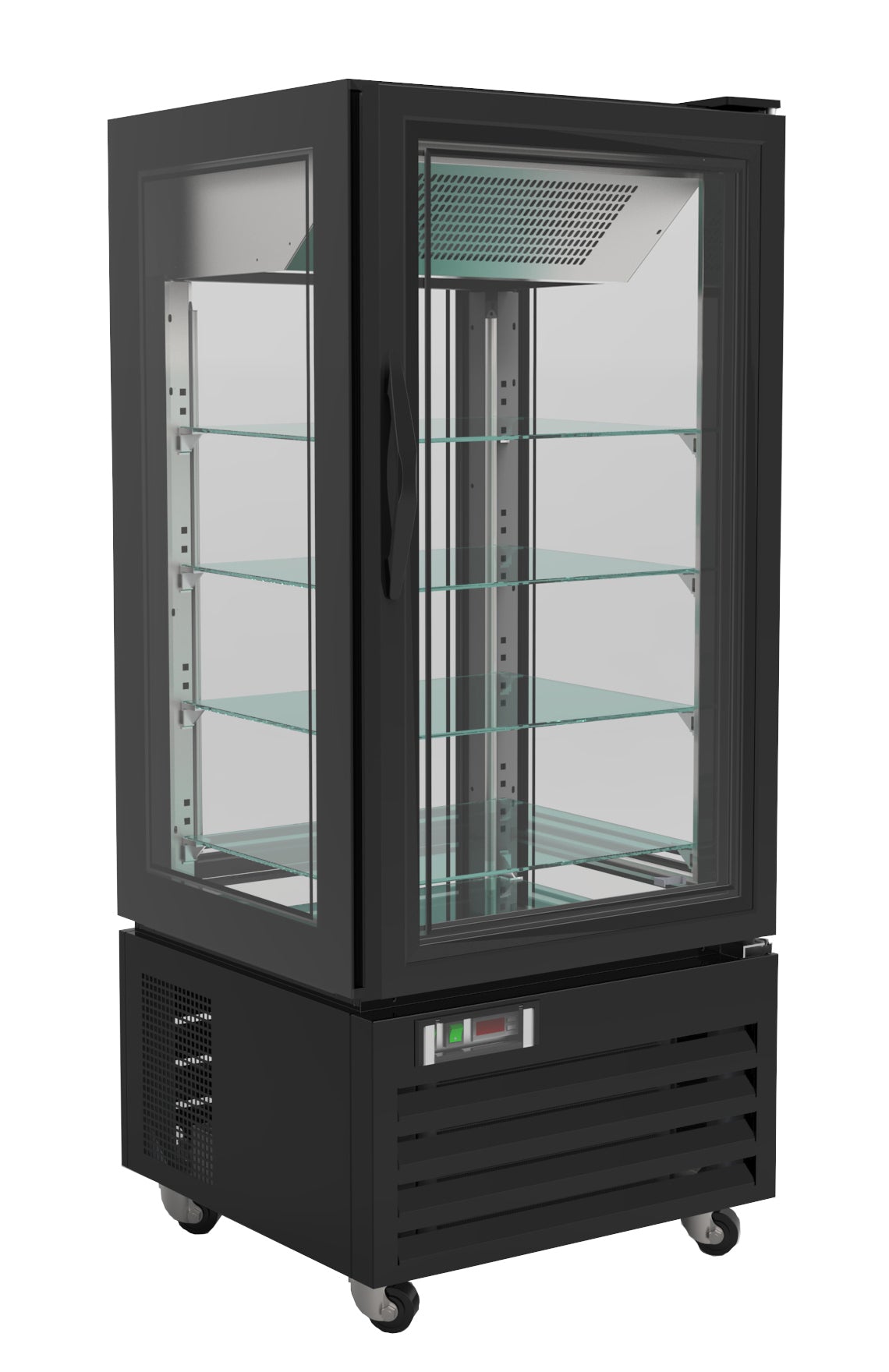Gebaksvitrine Koel | 280L | Zwart | +2°C/+8°C | Geforceerd | 5 Schappen | 650x650x1500(h)mm