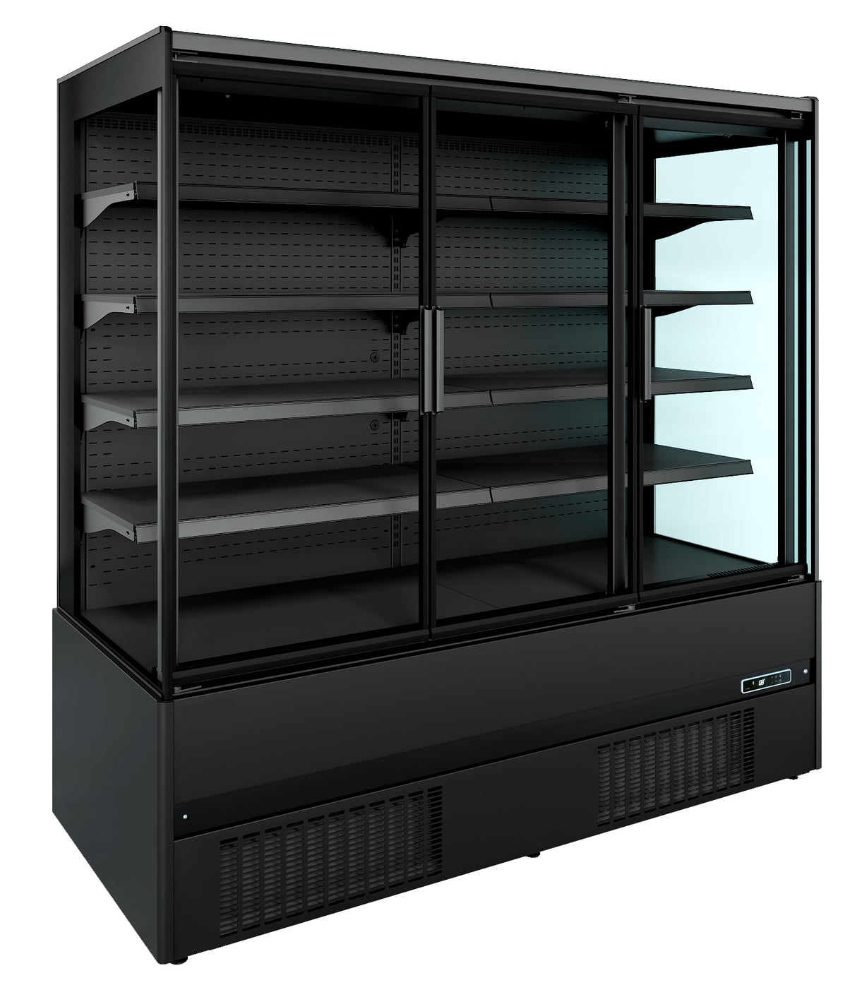 Wandkoeling Jamie | Zwart | Draaideuren | 4 schappen | +2°C/+4°C | Geforceerd | 1935x665x1500(h)mm