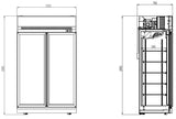 Glasdeur Koelkast Zwart | 1000L | 2 Glasdeuren | 0°C/+10°C | Geforceerd | 1253x710x2092(h)mm