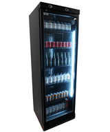 Drankenkoeling Zwart | 382L | Glasdeur | +4°C/+10°C | Statisch met Ventilator | 595x650x1850(h)mm