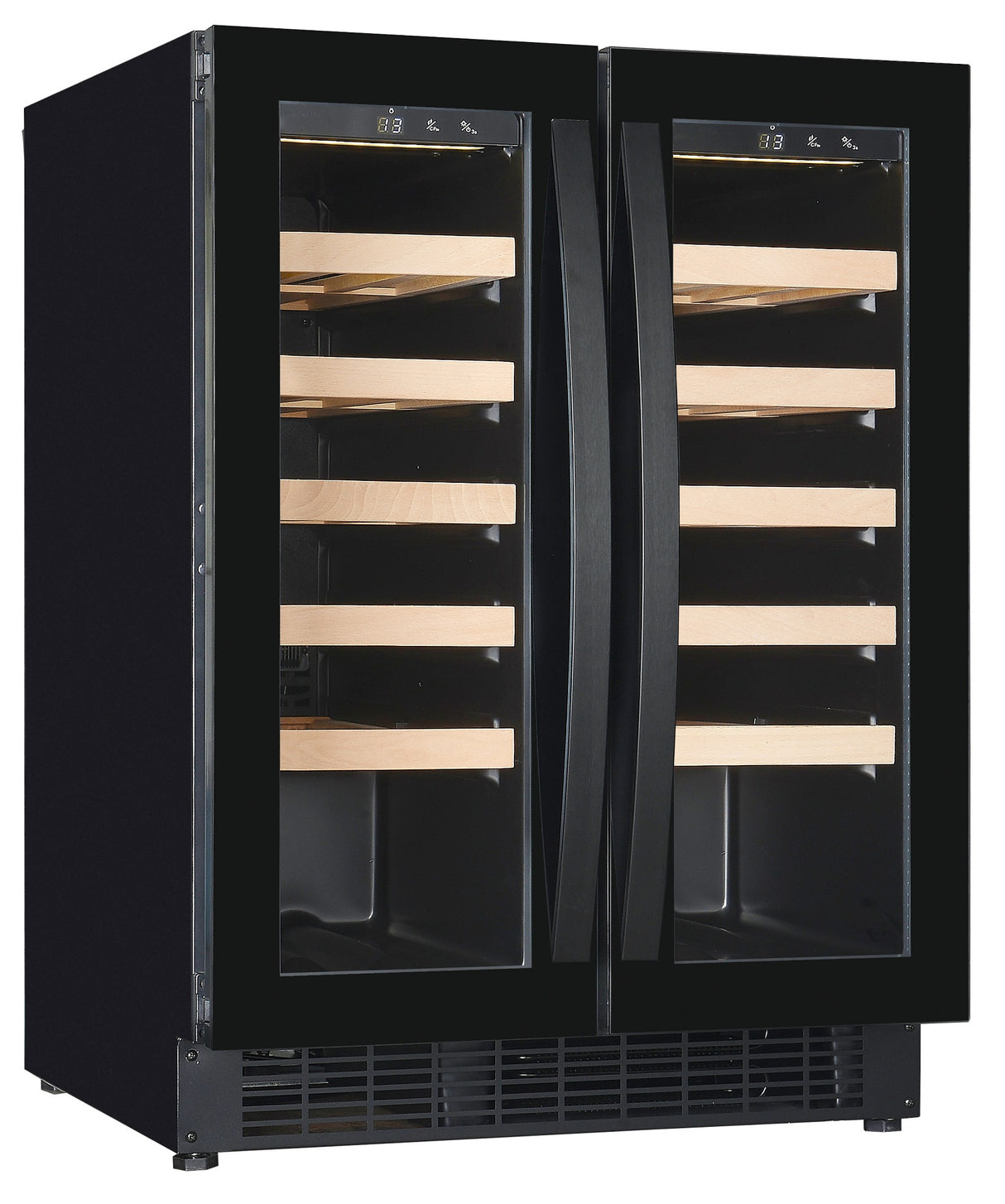 Wijnklimaatkast 100L Glasdeur | Dual Zone | 40 flessen | Zwart | +5°C/+20°C | Geforceerd | 595x570x820(h)mm