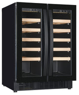 Wijnklimaatkast 100L Glasdeur | Dual Zone | 40 flessen | Zwart | +5°C/+20°C | Geforceerd | 595x570x820(h)mm