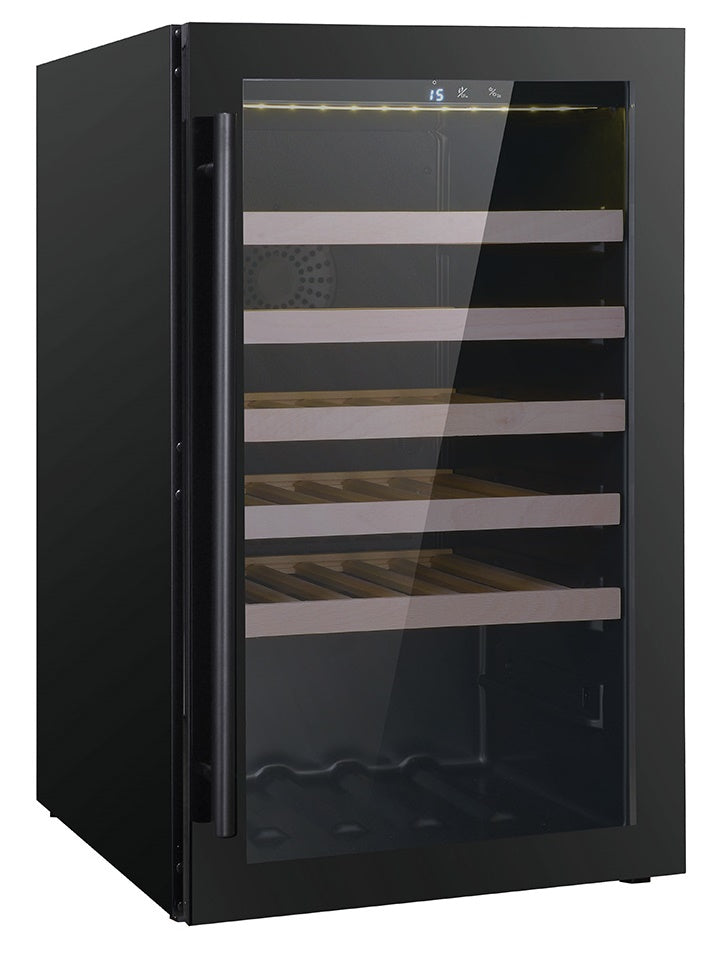 Wijnkoelkast 118L Glasdeur | 49 flessen | Zwart | +5°C/+20°C | Geforceerd | 485x600x820(h)mm