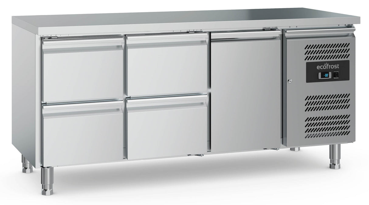 Koelwerkbank | 417L | 1 deur 4 laden | +2°C/+8°C | Geforceerd | 1795x700x860(h)mm