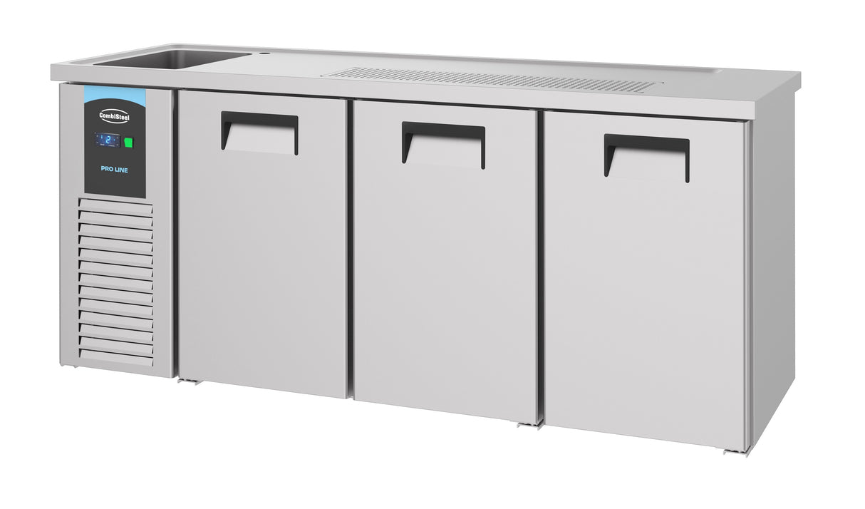 Vatenkoeler | PRO LINE | 3 Deuren | -2°C/+8°C | Geforceerd | Spoelbak (Links) | 2100x700x950(h)mm
