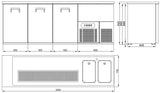 Vatenkoeler | PRO LINE | 3 Deuren | -2°C/+8°C | Geforceerd | 2 Spoelbakken (Rechts) | 2500x700x950(h)mm