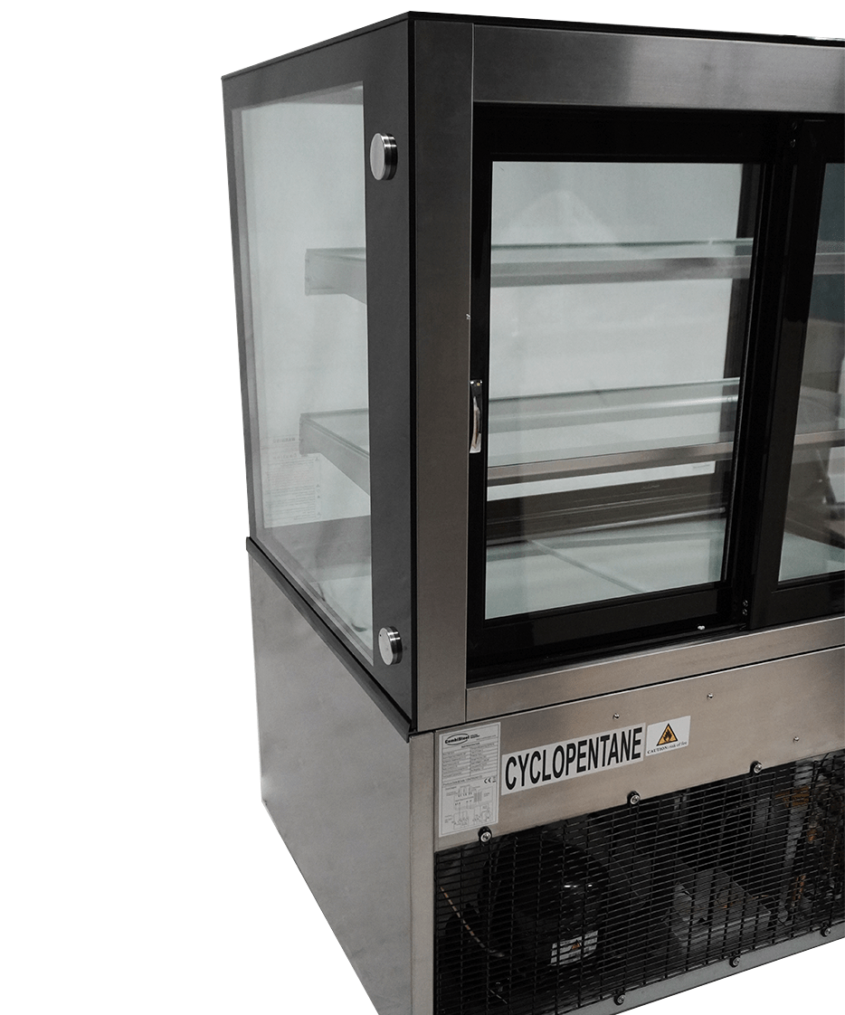 Koelvitrine | 270L | Zwart/RVS | +2°C/+8°C | 3 Schappen | 915x675x1210(h)mm