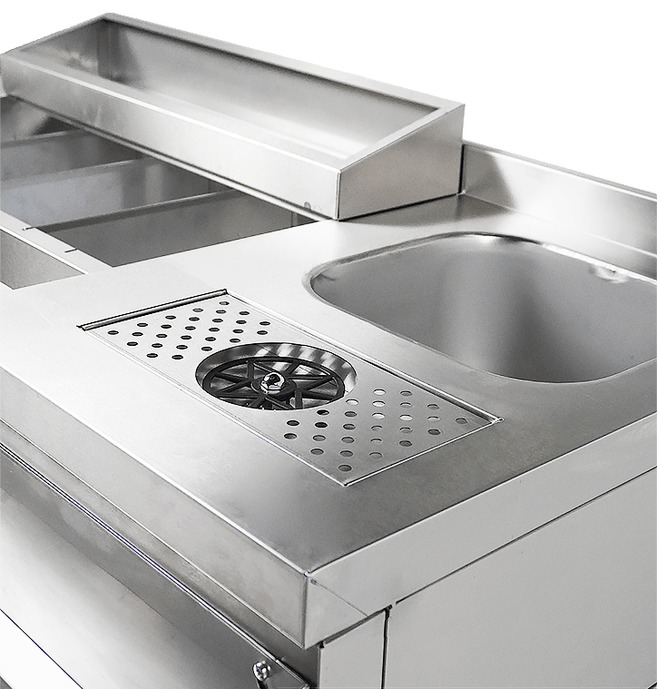 Gekoeld Bar-/Cocktailstation | RVS | 3 Gekoelde Laden (-1°C/+8°C) | 1790x700x875/990(h)mm