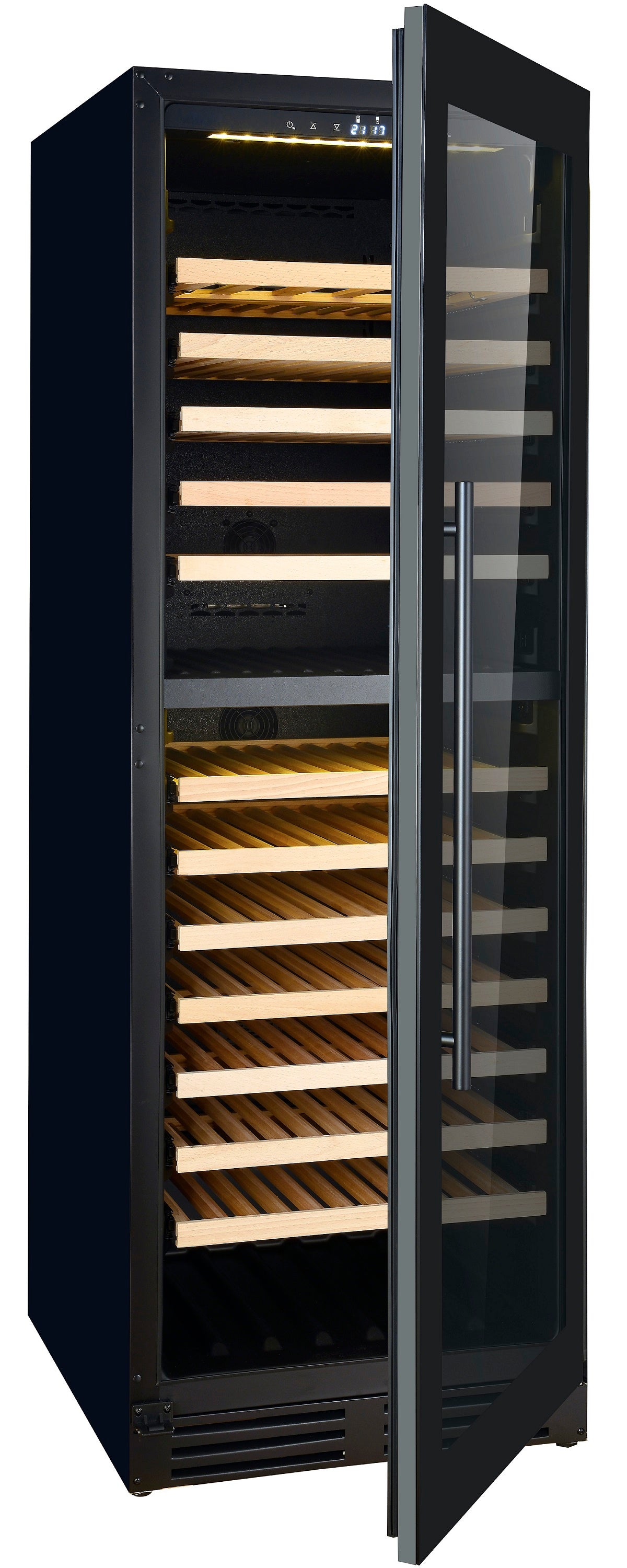 Wijnkoelkast 379L Glasdeur | 154 flessen | Zwart | Dual Zone | +5°C/+20°C | Geforceerd | 595x710x1720(h)mm