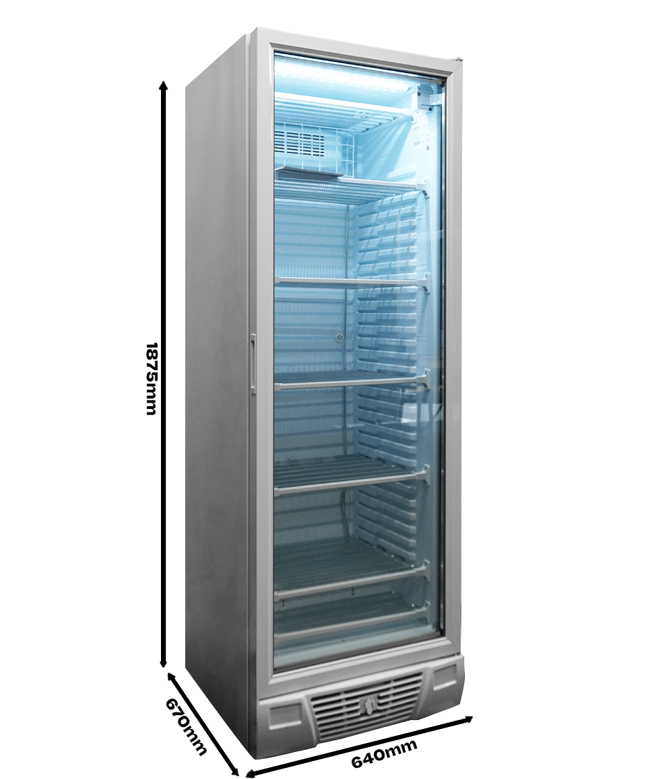Glasdeur Vrieskast | Wit | 382L | 1 Deur | -18°C/-24°C | Statisch | 640x670x1875(h)mm