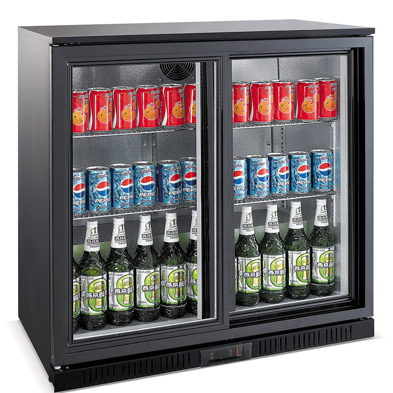 Barkoeler | 2 Schuifdeuren | Zwart | 198L | 0°C/+10°C | Statisch + Ventilator | 900x520x850(h)mm