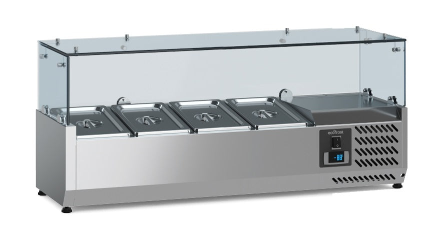 Gekoelde Opzetvitrine | 4 x 1/3 GN | 1200x395x435(h)mm